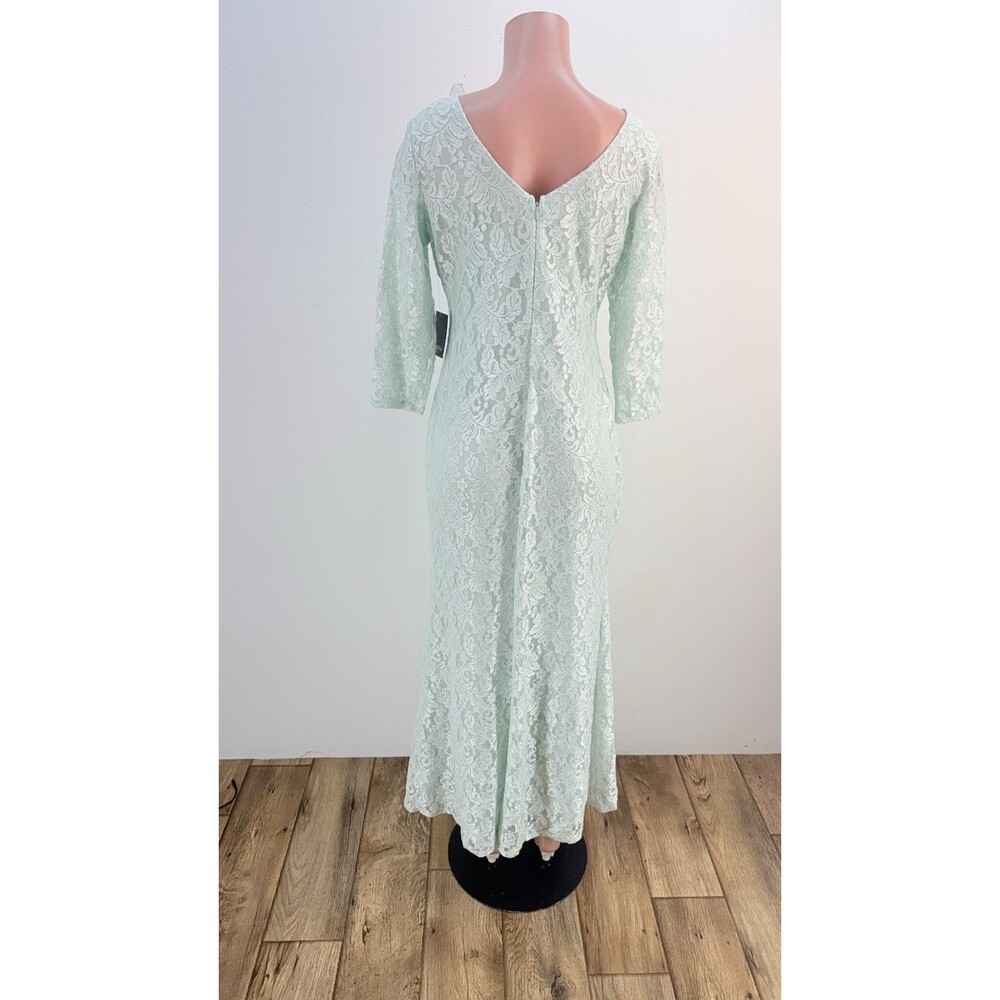 NWT Marina Women's Size 10 Mint Aqua Lace Sleeveless A-Line Maxi Dress Gown Prom - Picture 10 of 16